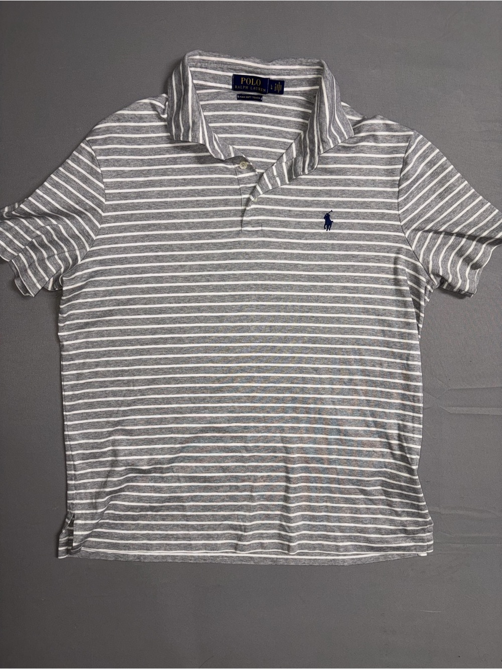 Polo by Ralph Lauren Gray and White Striped Short-Sleeve OPEN TO OFFERS